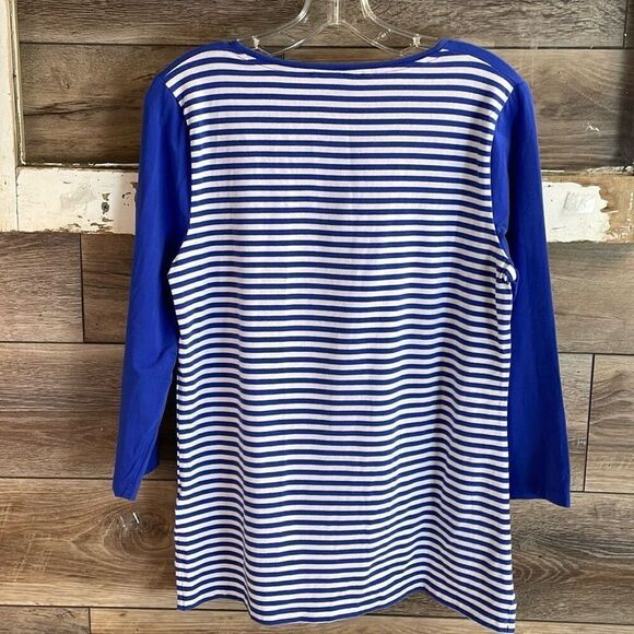 JONES NEW YORK Ladies Nautical Stripes Pullover Top Size Large Blue White Red - Picture 5 of 7